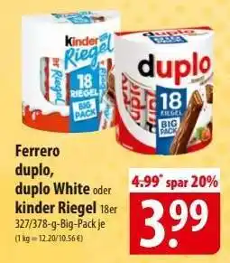 Famila Nord Ost Ferrero duplo, duplo White oder kinder Riegel Angebot