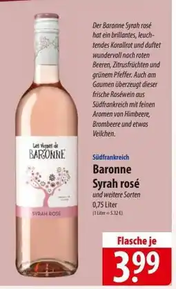 Famila Nord Ost Baronne Syrah rosé Angebot