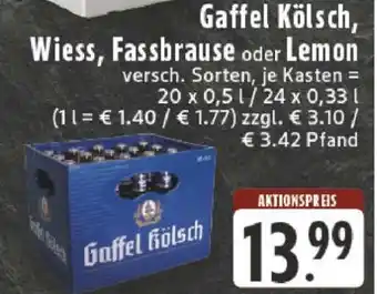 Edeka Gaffel Kölsch, Wiess, Fassbrause oder Lemon Angebot