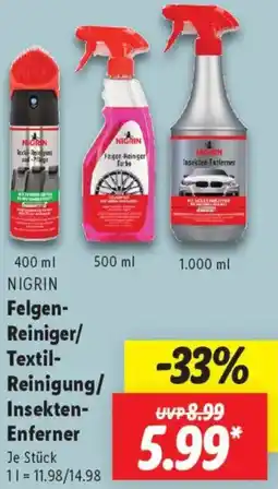 Lidl NIGRIN Felgen Reiniger/ Textil Reinigung/ Insekten Enferner Angebot