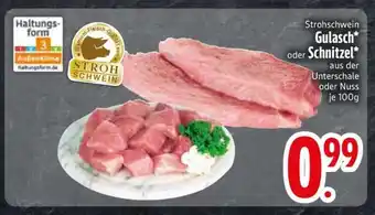 Edeka Strohschwein Gulasch oder Schnitzel Angebot