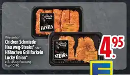 Edeka Wiesenhof Chicken Schmiede Hau weg-Steaks oder Hähnchen Grillfackeln Lucky Onion Angebot