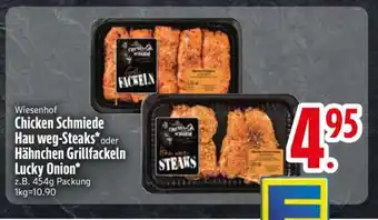 Edeka Wiesenhof Chicken Schmiede Hau weg-Steaks oder Hähnchen Grillfackeln Lucky Onion Angebot
