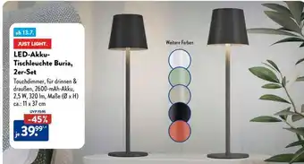 Aldi Süd LED-Akku-Tischleuchte Buria, 2er-Set Angebot
