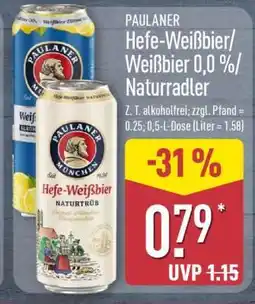 Aldi Nord PAULANER Hefe-Weißbier/Weißbier 0,0 %/Naturradler Angebot