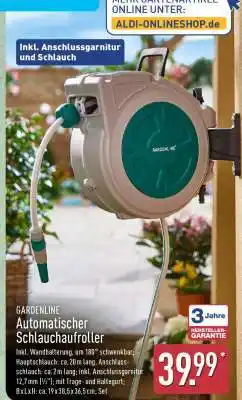 Aldi Nord GARDENLINE Automatischer Schlauchaufroller Angebot
