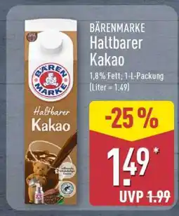 Aldi Nord BÄRENMARKE Haltbarer Kakao Angebot