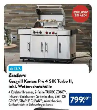 Aldi Nord Enders Gasgrill Kansas Pro 4 SIK Turbo II, inkl. Wetterschutzhülle Angebot