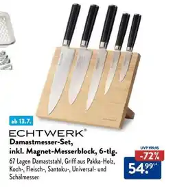 Aldi Nord ECHTWERK Damastmesser-Set, inkl. Magnet-Messerblock, 6-tlg Angebot