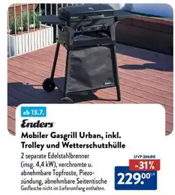Aldi Nord Enders Mobiler Gasgrill Urban, inkl. Trolley und Wetterschutzhülle Angebot