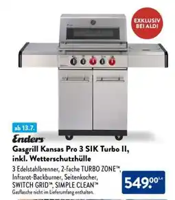 Aldi Nord Enders Gasgrill Kansas Pro 3 SIK Turbo II, inkl. Wetterschutzhülle Angebot
