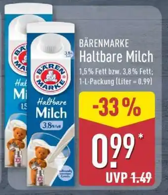 Aldi Nord BÄRENMARKE Haltbare Milch Angebot