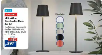 Aldi Nord LED-Akku-Tischleuchte Buria, 2er-Set Angebot