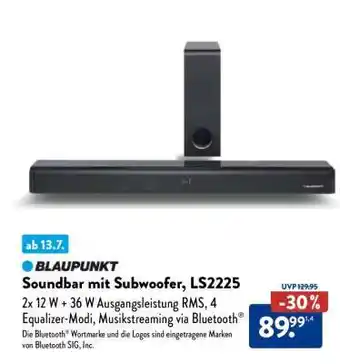 Aldi Nord Soundbar mit Subwoofer, LS2225 Angebot