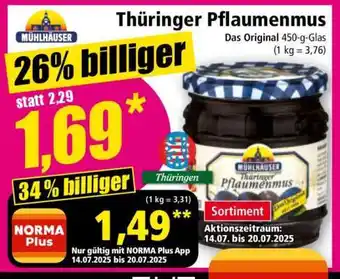 Norma Thüringer Pflaumenmus Angebot