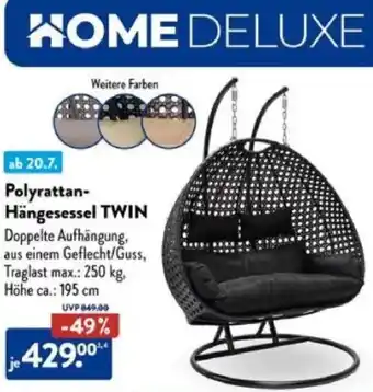 Aldi Süd HOME DELUXE Polyrattan Hängesessel TWIN Angebot