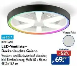 Aldi Süd BRILLIANT LED-Ventilator Deckenleuchte Gaiano Angebot