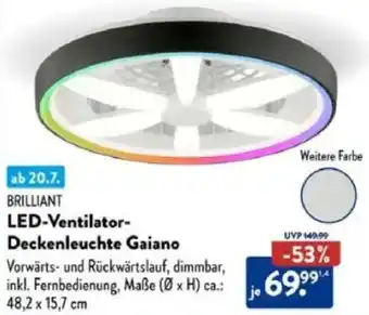 Aldi Süd BRILLIANT LED-Ventilator Deckenleuchte Gaiano Angebot