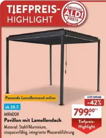 Aldi Süd MIRADOR Pavillon mit Lamellendach Angebot
