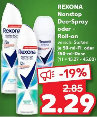 Kaufland REXONA Nonstop Deo-Spray oder Roll-on Angebot