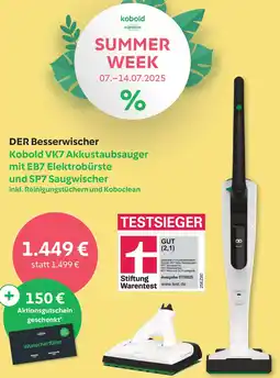 Vorwerk Kobold VK7 Akkustaubsauger mit EB7 Elektrobürste und SP7 Saugwischer Angebot