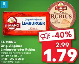 Kaufland ST. MANG Orig. Allgäuer Limburger oder Rubius Angebot