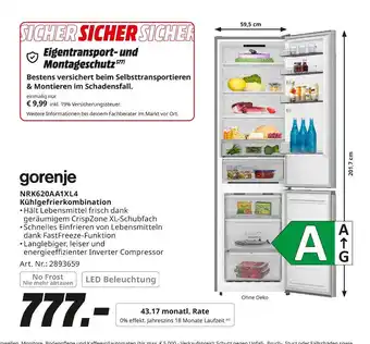 MediaMarkt Gorenje nrk620aa1xl4 kühlgefrierkombination Angebot