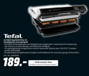 MediaMarkt Tefal gc760d optigrill elite xl Angebot