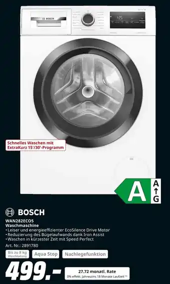 MediaMarkt Bosch wan282eco5 waschmaschine Angebot
