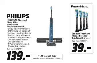 MediaMarkt Philips hx9911/88 diamond clean 9000 elektrische schallzahnbürste Angebot