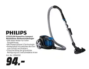 MediaMarkt Philips fc9331/09 powerpro compact beutelloser bodenstaubsauger Angebot