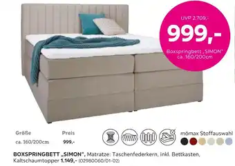 Mömax Mömax boxspringbett „simon“ Angebot