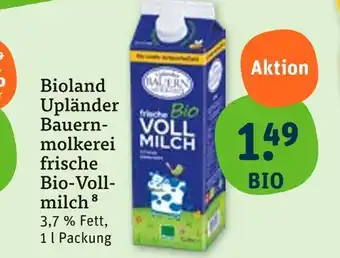 tegut Bioland upländer bauernmolkerei frische bio-vollmilch Angebot