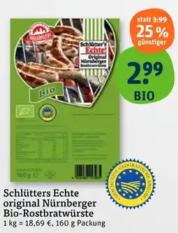 tegut Schlütter's echte original nürnberger bio-rostbratwürste Angebot