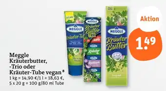 tegut Meggle kräuterbutter, -trio oder kräuter-tube vegan Angebot
