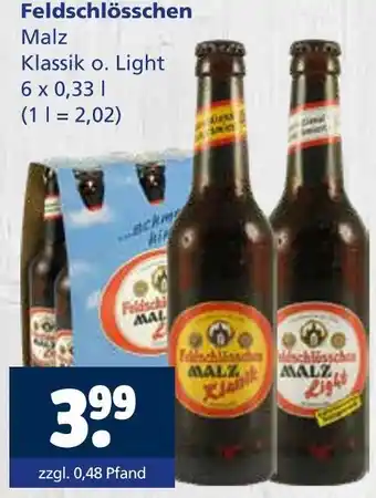 Getränkewelt Feldschlösschen malz klassik o. light Angebot