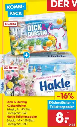 Netto Marken-Discount Dick & Durstig Küchentücher + Hakle Toilettenpapier Angebot