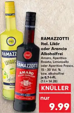 Kaufland RAMAZZOTTI Ital. Likör oder Arancia Alkoholfrei Angebot