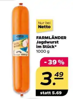 NETTO FARMLÄNDER Jagdwurst im Stück Angebot
