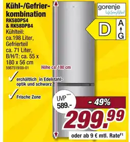 Poco Gorenje kühl-/gefrierkombination rk58dps4 & rk58dpb4 Angebot