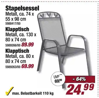 Poco Stapelsessel oder klapptisch Angebot