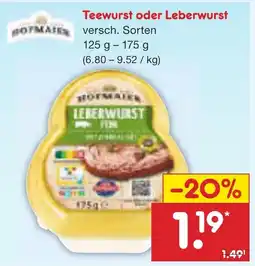 Netto Marken-Discount Teewurst oder Leberwurst Angebot