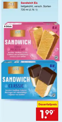 Netto Marken-Discount Sandwich Eis Angebot