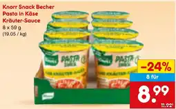 Netto Marken-Discount Knorr Snack Becher Pasta in Käse Kräuter-Sauce Angebot