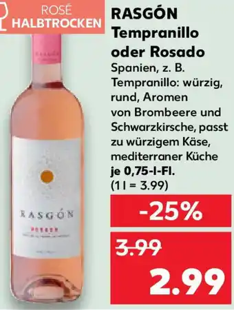 Kaufland RASGÓN Tempranillo oder Rosado Angebot