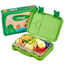 Netto Marken-Discount yummy buddy Kinder Brotdose 6 Fächern Klick-Verschluss BPA-Frei Grün Angebot