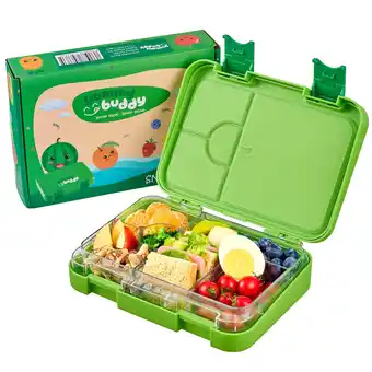 Netto Marken-Discount yummy buddy Kinder Brotdose 6 Fächern Klick-Verschluss BPA-Frei Grün Angebot