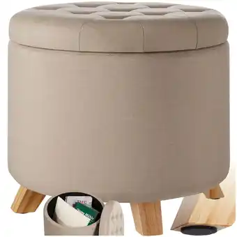 Netto Marken-Discount tectake Sitzhocker mit Stauraum, rund, gepolstert, in Leinenoptik Angebot
