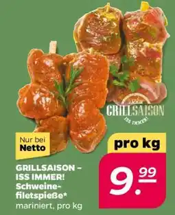 NETTO Schweinefiletspieße mariniert, pro kg Angebot