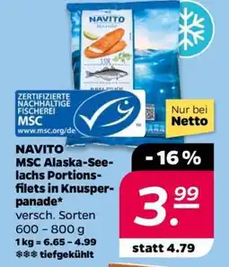 NETTO NAVITO MSC Alaska-Seelachs Portionsfilets in Knusperpanade Angebot